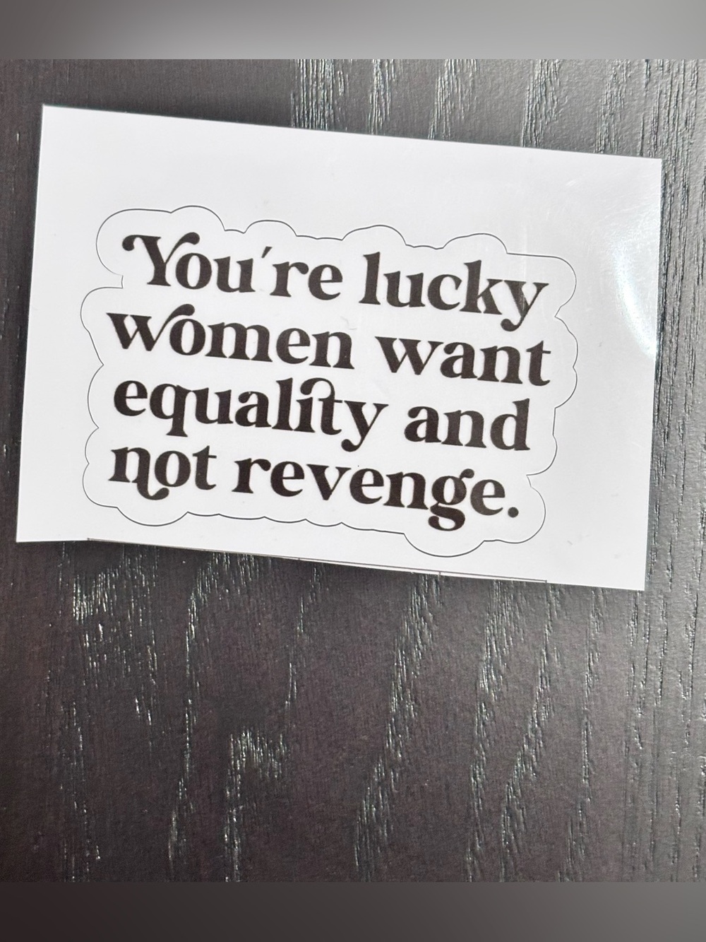 Funny Feminist Sticker - 3x3 White Vinyl w/ Bold Black Print. Easy to apply.